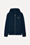 X Bozburun Yc Men's Navy Blue Printed Hooded Zipper Sweatshirt - 6