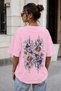 Flower Bouquet Back Print Unisex Oversize T-Shirt – Cotton Crew Neck Casual T-Shirt