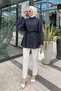 Volan Detailed Lace-Up Tunic Y0136 - Dark Blue - 2