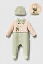 Green Baby Boy Jumpsuit with Button Closure Hat - 2