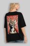 For the Love of Cats 60 Cats Printed Black Oversize T-Shirt 100% Cotton Unisex Cat Lover Premium Design - 4