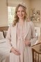 New Season Beige Shawl Collar Patterned Design with Breastfeeding Feature 100% Cotton Full Length Maternity Pajamas Nightgown Set - 3