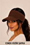 Women's Brown Stretchy Knit Visor Hat 100% Cotton Tennis Hat