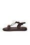 Brown Stone Detailed Women's Flat Sandals - 4