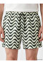 Trendlucky Men's Short Length Patterned Swim Shorts with Difference in Length - 3