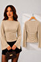 Modal Fabric Gathered Detail Wide Sleeve Women's Blouse 212