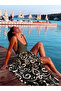 Black Gray Anthracite Geometric Patterned Viscose Sea Pareo Shawl Beach Skirt Multi-Purpose Summer Sarong Dress - 5