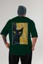 For the Love of Cats 73 Cat Printed Green Oversize T-Shirt 100% Cotton Unisex Cat Lover Premium Design - 2