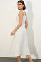 Women's Square Neck Polka Dot White Dress - 2