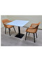 Square ceramic Dining Table Set80cm*80cm75cmBlack with 2 Upholstered Marcela Chairs - Brown - 2