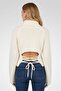 Women Solid Cable Knit Sweater, Off White - 3