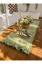İnci Vintage Single Layer Ruffled Pistachio Green Runner
