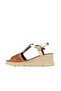 Tan Multi Dark Leather Women's Wedge Heeled Sandals - 2