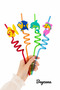 4 Pieces of Mixed Color Plastic Straws with Cute Figures