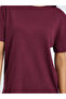 Burgundy Rib Drop Shoulder Cotton T-Shirt and Ruffle Edge Short Set - 3
