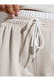 Beige Wide Leg Knit Joggers with Drawcord - 4
