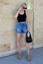 Blue High Waist Pocketed Jean Shorts Mg2091 - 4