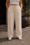 Plus Size Palazzo High Waist Fabric Trousers C654-Cream