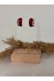 Red Half Hoop Earrings with Gold Detail - 4