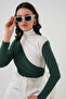 Women's Gathered Detailed Sandy Blouse 1440 - Emerald Green - 3