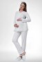 Maternity Lace Detailed Long Sleeve Pajama Set 75% Cotton 25% Viscose