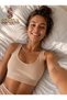 2-Pack Ribbed Thick Straps - with Removable Pads - Bralet Stretchy Sports Bra - Casual Sports Crop 2-Pack - Black - Nude - 7