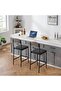 - Set of 2 Bar Stools, 39.2 Inches High, with Wide, Comfortable Seat, Modern Square Upholstered with Backrest and Footrest for Island, Counter, Dining Room - 4