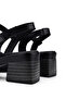 Women's Genuine Leather Black Heeled Sandals - 5