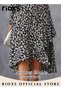 Women's Long Sleeve V Neck Floral Midi Dress, Casual Flowy A-line High Waist Bohemia Dress with Belt - 5