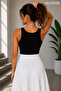 Women's U-Neck Ribbed Cotton Undershirt Flexible & Comfortable - 3