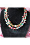 Broken Natural Stone Evil Eye Beaded Necklace - 3