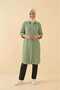 Olive Green Women's 100% Cotton Muslin Fabric Long Sleeve Hijab Shirt Dress |   Buttoned Summer Knee-Length Tunic |   Comfortable Fit