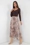 Women's Square Collar Regular Waist Asymmetrical Cut Pleated Chiffon Beige Skirt - 6