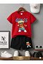 Summer Children's T-Shirt Shorts Unisex (Games Glasses Bear Print)