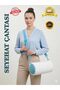 Beach and Pool Bag, Cylinder Shaped, Adjustable Shoulder Strap, Travel Bag, White and Blue Washable Multi-Purpose Bag with Shoulder Strap, for Sports Shoes, Swimming Equipment - 5