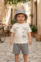 Boy's 100% Cotton Seek the Adventure Printed T-Shirt, Linen-Look Shorts and Hat 3-Piece Set - 3