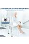 Bathtub transfer bench and shower chair with non-slip aluminum body, shower chair with padded backrest and armrests, adjustable seat height, supports up to 300 lbs - 2