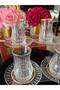 12 Pieces Special Design Golded Engraved Rod Pattern Tea Cup Set for 6 People 170 ml - 5