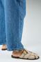 Qurina Women's Genuine Leather Caged Beige Slippers - 5