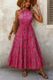 Women's Off-The-Shoulder Halterneck Patterned Single Jersey Dress - 7