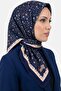 Women's Navy Blue Beige Floral Patterned Stitched Writing Pad