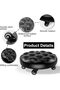 Black Low Rolling Stool with 360° Swivel Casters,Round Padded Bench for Home,Office and Car Repair - 3