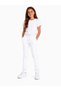 Children's White Full Lycra Destan Fabric Ribbed Waist Elastic School Trousers - 4