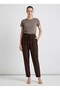Bitter Brown Elastic Waist Lace-Up Comfortable (Classic/Carrot) Cut Double Fabric Trousers