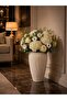 مزهرية عميقة من البوليستر المزخرف بالسيراميك، غير قابلة للكسر، ناعمة بلون البيج - 3