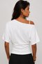 Women's White Asymmetrical Boat Neck Bat Sleeve Cotton Blouse (4798) - 2