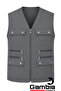 Men's 9-pocket summer vest - 5-piece set, multi-pocket, zippered, fabric linen blend - 3