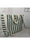 Beach Bag, Picnic Bag, Baby Care Bag, Green Striped, 100% Linen, Double Handle, with Pockets - 5