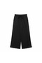 Women's Black Plissé Wide-Leg Pleated Culottes