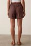 Dark Brown Women's 100% Cotton Muslin Fabric Shorts with Elastic Waist, Double Pockets, Comfortable Cut, Summer Shorts - 4